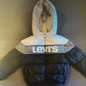 Levi's Colorblock Puffer Jacket - Black & Light Gray